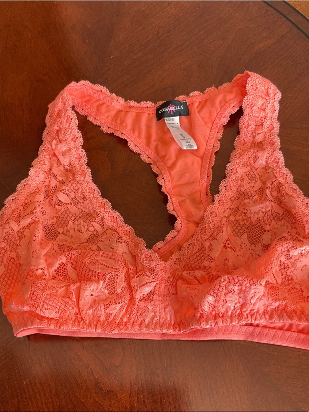 Cosabella Coral Lace Bralette in Bright Coral